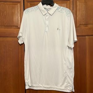Under Armour white and blue golf shirt